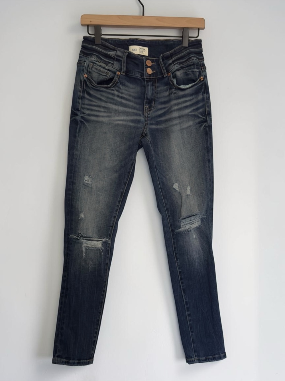 BKE Payton Universal Fit Mid Rise Ankle Tall Distressed Jeans Size 26 28x27